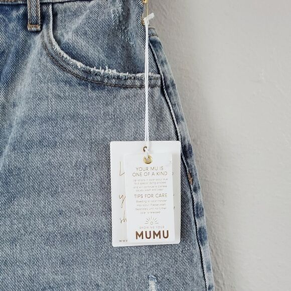 Show Me Your MuMu Tuscon High Rise Distressed Jean Shorts Size 24 NWT - Picture 10 of 13